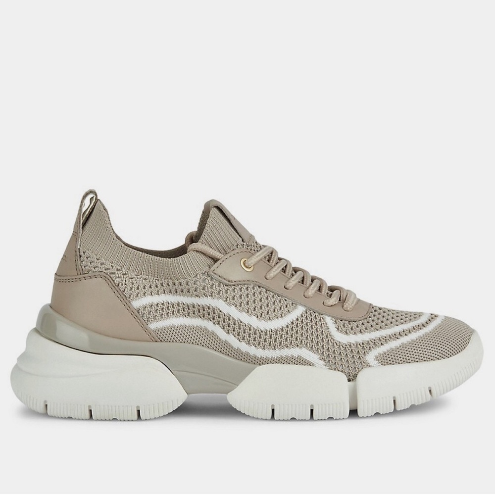 Geox Tan and White Chunky Sneakers with Breathable Design